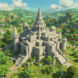 beautiful voxel city of naboo royal palace architecture with arboretum, megascan concrete texture building, cinematic composition, jaime jasso, craig mullins, wide angle, in the style of hayao miyazaki + brian froud + kim jung gi, studio ghibli, beautiful high detail enhanced 8 k render