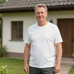 Paul Schrier as Farkas Bulkmeier standing near a house