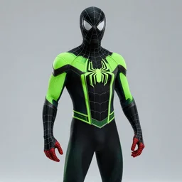 a still of spider - man wearing a neon green and black suit, with the whatsapp logo, octane render, unreal engine 5, high quality, highly detailed, close up photo, 8 k