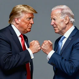 a portrait of donald trump and joe biden having a fist fight, art station, digital art