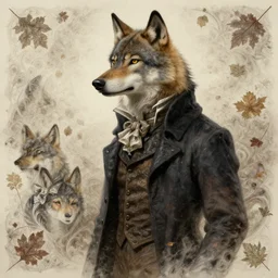 anthropomorphic art of a detective wolf, victorian inspired clothing by artgerm, victo ngai, ryohei hase, artstation. fractal paper, leaves. highly detailed digital painting, smooth, global illumination, fantasy art by greg rutkowsky, karl spitzweg