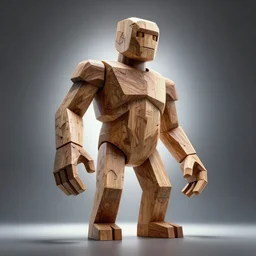 a wood golem, geometric abstract ar, back lit hdr wide - angle lens, fantasy futuristic. a masterpiece by dan witz
