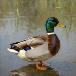 a duck on the prowl oil painting vasiliy rabchenko
