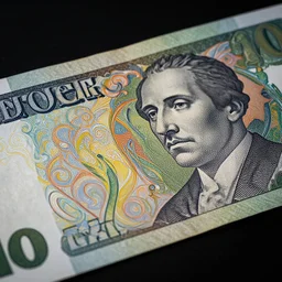 zoomed view of a banknote, gloom haven, matte painting concept art, art nouveau, beautifully backlit, swirly vibrant color lines, fantastically gaudy, aesthetic octane render, 8 k hd resolution, hyper realistic, focused, extreme details, masterpiece