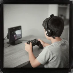 a daguerrotype photo of a boy playing videogames, award winning photo