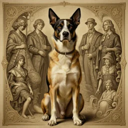low angle shot of a dog by clive barker, intricate, elegant, highly detailed, centered, digital painting, artstation, concept art, smooth, sharp focus, illustration, artgerm, Tomasz Alen Kopera, Peter Mohrbacher donato giancola, Joseph Christian Leyendecker, WLOP, Boris Vallejo.