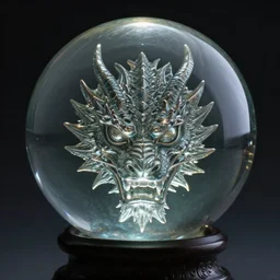 dragon face in a crystal ball