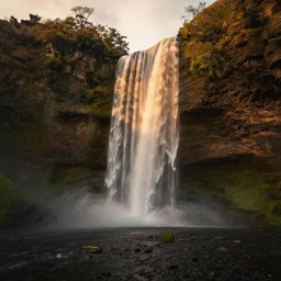 the ends of the earth where a waterfall sat i drew in my first and last breath. beneath that golden hour light new life