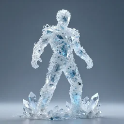 man made of crystals, diamond, ice