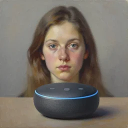 alexa echo dot, portrait, oil painting