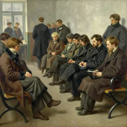 high quality high detail painting by ilya repin, people in the waiting room, hd
