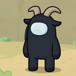 an anthropomorphic black goat in among us, screenshot