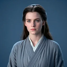 portrait of young leia young carrie fisher 1 9 7 7 in shades of grey but with blue by jeremy mann