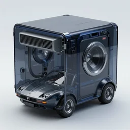 a dark glass and plastic surface box shaped vehicle, scifi flying vehicle, bladerunner 2 0 4 9, air conditioner, washing machine, pininfarina, hard surface, studio lighting, unreal engine 5, light background, intricate detail, generative design