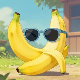 banana wearing a sunglasses in style of Storybook