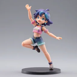 james jean isolated vinyl figure cheerful tomboy, expert figure photography, dynamic pose, interesting color palette material effects, glitter accents on figure, anime stylized, accurate fictional proportions, high delicate defined details, ethereal lighting, editorial awarded