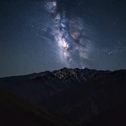 night view of mountains and the milky, 8k photography