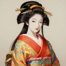 a professional painting of a gorgeous Japanese Geisha girl, in brightly colored kimono, long dark hair, beautiful bone structure, symmetrical facial features, intricate, elegant, digital painting, concept art, smooth, sharp focus, illustration, from StarCraft by Ruan Jia and Mandy Jurgens and Artgerm and William-Adolphe Bouguerea, epic, stunning, gorgeous, intricate detail, much wow, 4K, masterpiece, trending on artstation