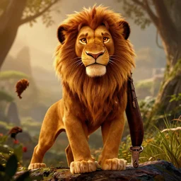 johnny depp as simba in the lion king, cgi, cinema, realistic, movie poster