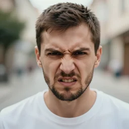 angry man from croatia, portrait, background blur, 5 0 mm photograph, 4 k ultra hd