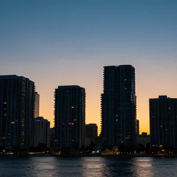 miami background by simon stalenhag, sunset, clear sky, sharp focus, dark lighting, digital art