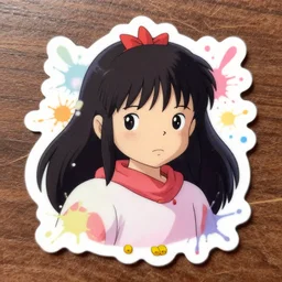 princess mononoke, cute sticker decal design, highly detailed, high quality, splatter painting