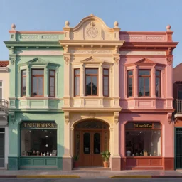 beautiful painting concept art of buenos aires houses and storefront without characters, colonial architecture, intricate and smooth colors, front view, colorful octane render, beautiful dawn light, cinematic composition, art style by yun ling and michal sawtyruk