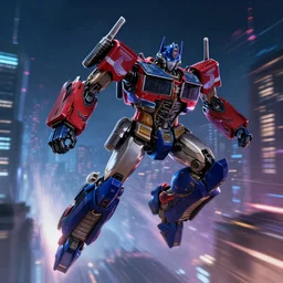 an entire transformer robot, mecha, mech flying at high speeds in a bioluminescent city at night, portrait by loish and WLOP, octane render, dark fantasy, cyberpunk, cyber, motion blur, pixiv, anime, trending on ArtStation