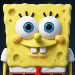 realistic sponge bob as human face highly detailed, intricate, sharp focus, digital art, 8 k