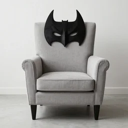 Armchair in the shape of the batman mask