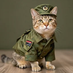 cat wearing military outfit