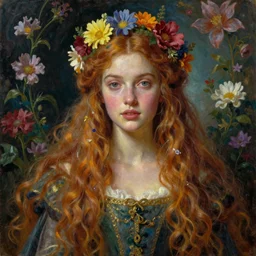 highly detailed oil painting, beautiful medieval princess, long hair, nostalgia for a fairytale, magic realism, flowerpunk, mysterious, vivid colors, by charles vess, anato finnstark, cinematic lighting, beautiful face by leyendecker