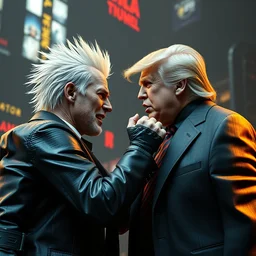 a screenshot of joe biden and donald trump fighting in cyberpunk 2 0 7 7, 4 k, highly detailed