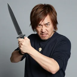 an award winning photo of markiplier holding a knife menacingly