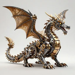 a dragon made of mechanical components, cogs and gears