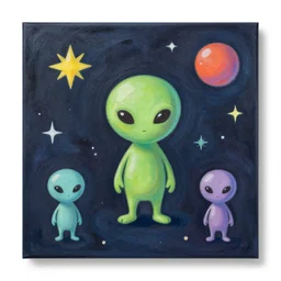 trippy abstract little aliens cosmic scene million dollar masterpiece