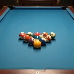 a pool table with marbles for balls, photorealistic,