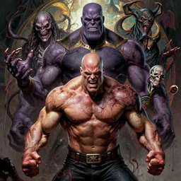 the platonic ideal of one punch man of cletus kasady ultimate carnage thanos dementor doctor manhattan chtulu nazgul, detailed, intricate, hyperrealism, intense, scary, decay, dmt, art by brock hofer and artgerm and greg rutkowski and alphonse mucha