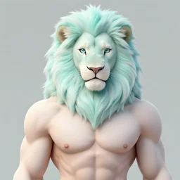 beautiful portrait commission of a shirtless muscular albino male furry anthro lion albino male furry anthro lion wearing a cute mint colored cozy soft pastel winter outfit, winter Atmosphere. Character design by charlie bowater, ross tran, Greg Rutkowski,Thomas Kinkade and makoto shinkai, detailed, inked, western comic book art