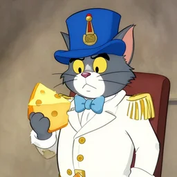 a cat dressed as Napoleon holding cheese by Matt Groening