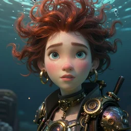 lofi underwater bioshock steampunk portrait, Pixar style, by Tristan Eaton Stanley Artgerm and Tom Bagshaw.