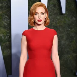 christina hendricks with short red dress,