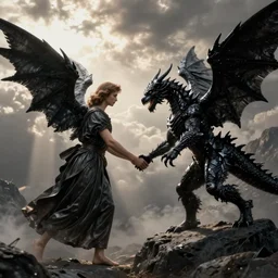 the angels of the lord join hands to fight the black dragon