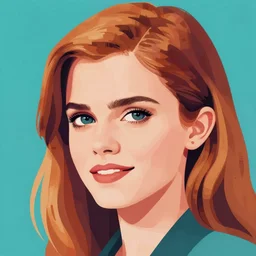 a closeup of emma watson, in retro colors, synthwave style, 2 d digital vector art
