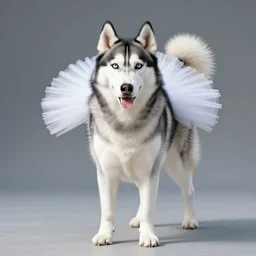 husky in a tutu