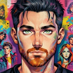 beautiful anime of bold head with short beard and light green eyes, by sherree valentine daines, peter mohrbacher, alice neel, donato giancola, mike winkelmann, laurie greasley. trending on artstation, 8 k, masterpiece, graffiti, fine detail, full of color, intricate detail, golden ratio illustration, face detail