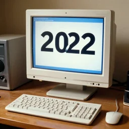 A realistic vintage photo of a 2022 computer