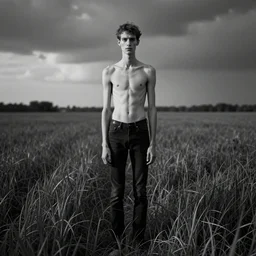 slender man detailed alone in a field, a high contrast hyper detailed black and white studio portrait photo, shot in area x from the movie annihilation, by beau brashares, pinhole photography