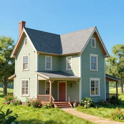 a dreamy old homestead in the style of mc escher, hyper realistic art, 4 k, hyper realistic, coherent design, symmetrical, vivid colour, trending on art station, in the style of pi - slices, complementary colour, golden ratio, detailed, sharp lines, intricate, rainbow shift, in unreal 3 d engine, ray tracing, octane render