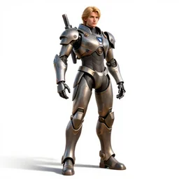 noble cyborg soldier, detailed 3d character render, full body, standing, isolated on a pure white background, centered, whole figure in frame, sharp focus, studio lighting